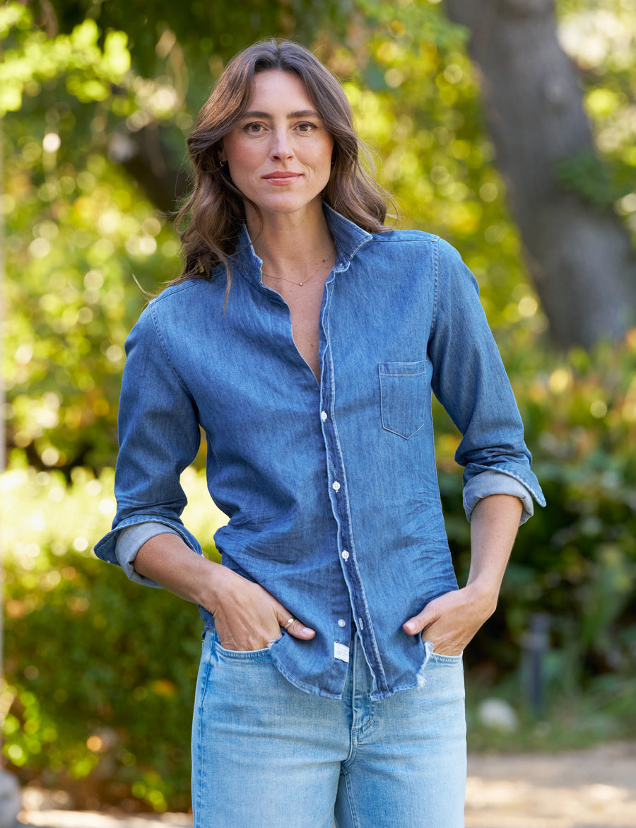 Barry, Tailored Button-Up Shirt, Indigo Denim | Frank & Eileen