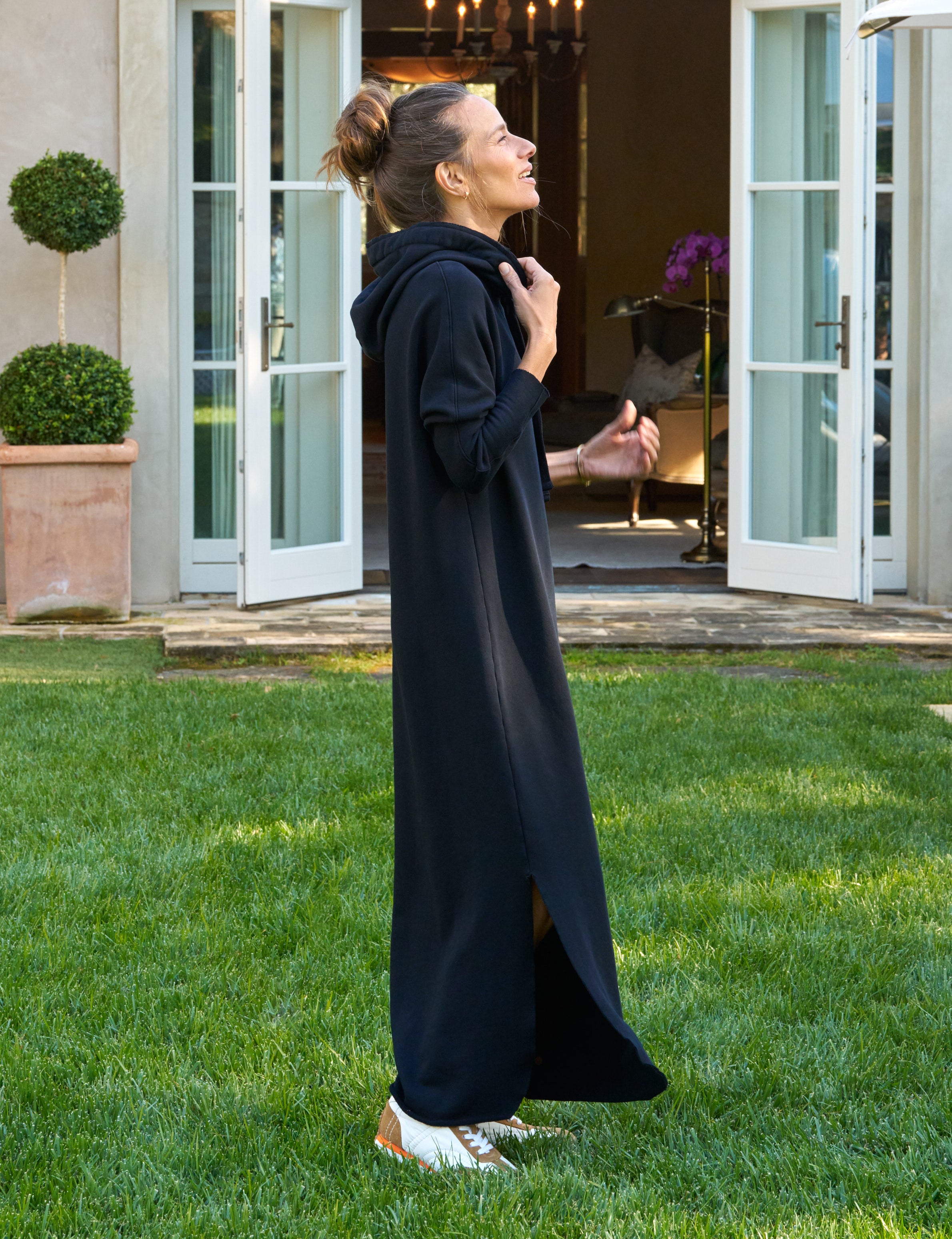 James, Hooded Maxi Dress, Navy | Frank & Eileen