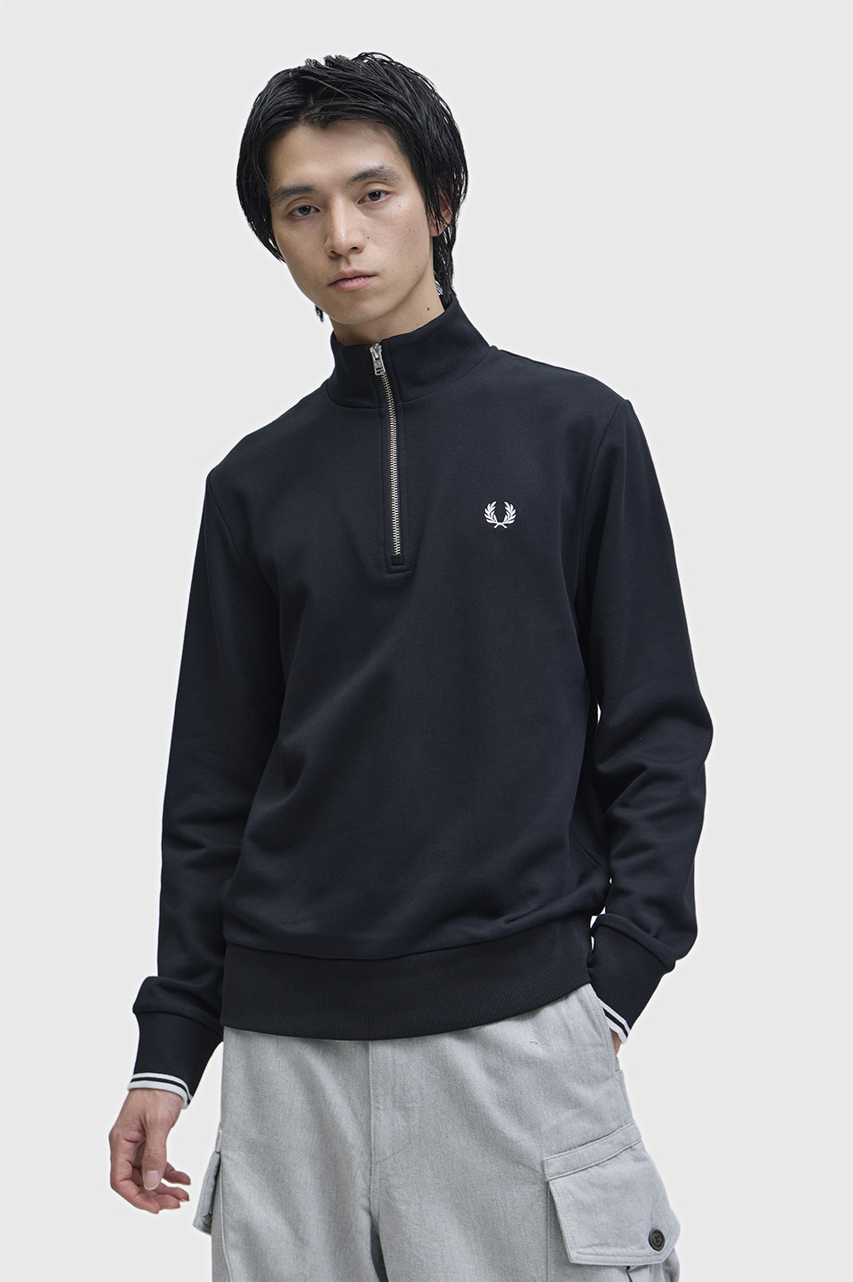 Half Zip Sweatshirt(S 102：BLACK): | FRED PERRY JAPAN | フレッド