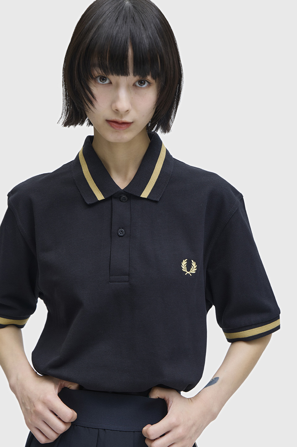 The Fred Perry Shirt - M2(36 157：BLACK / CHAMPAGNE): | FRED PERRY