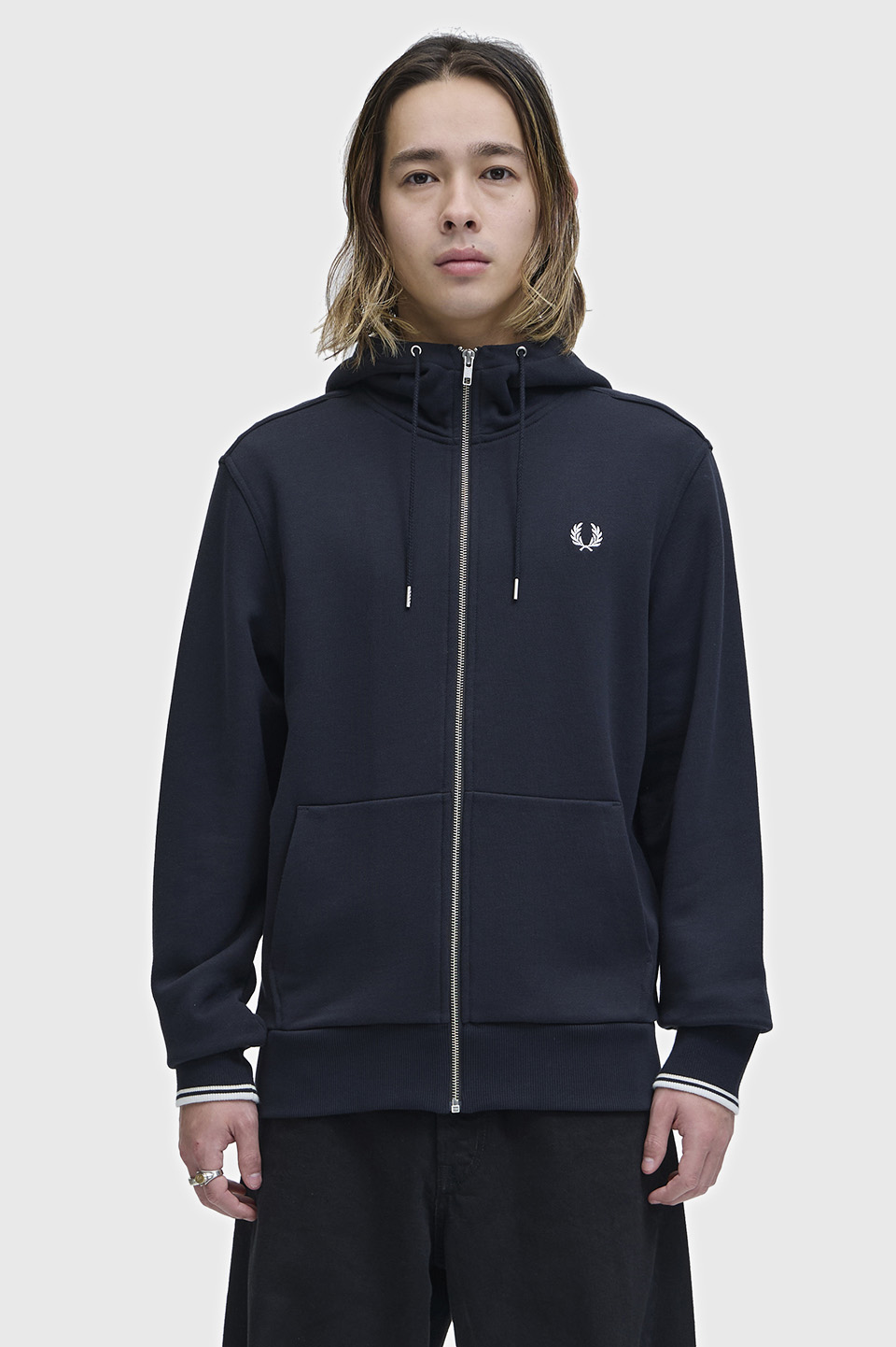 Hooded Zip Through Sweatshirt(S 198：BLACK): | FRED PERRY JAPAN