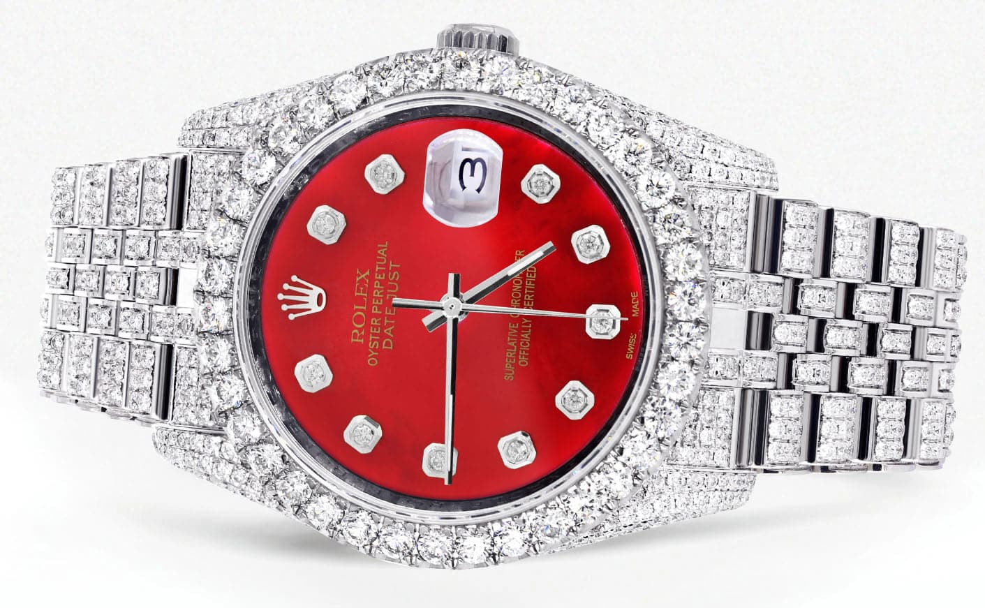 Iced Out Rolex Datejust 36 MM | Stainless Steel | 16.5 Carats of Diamo