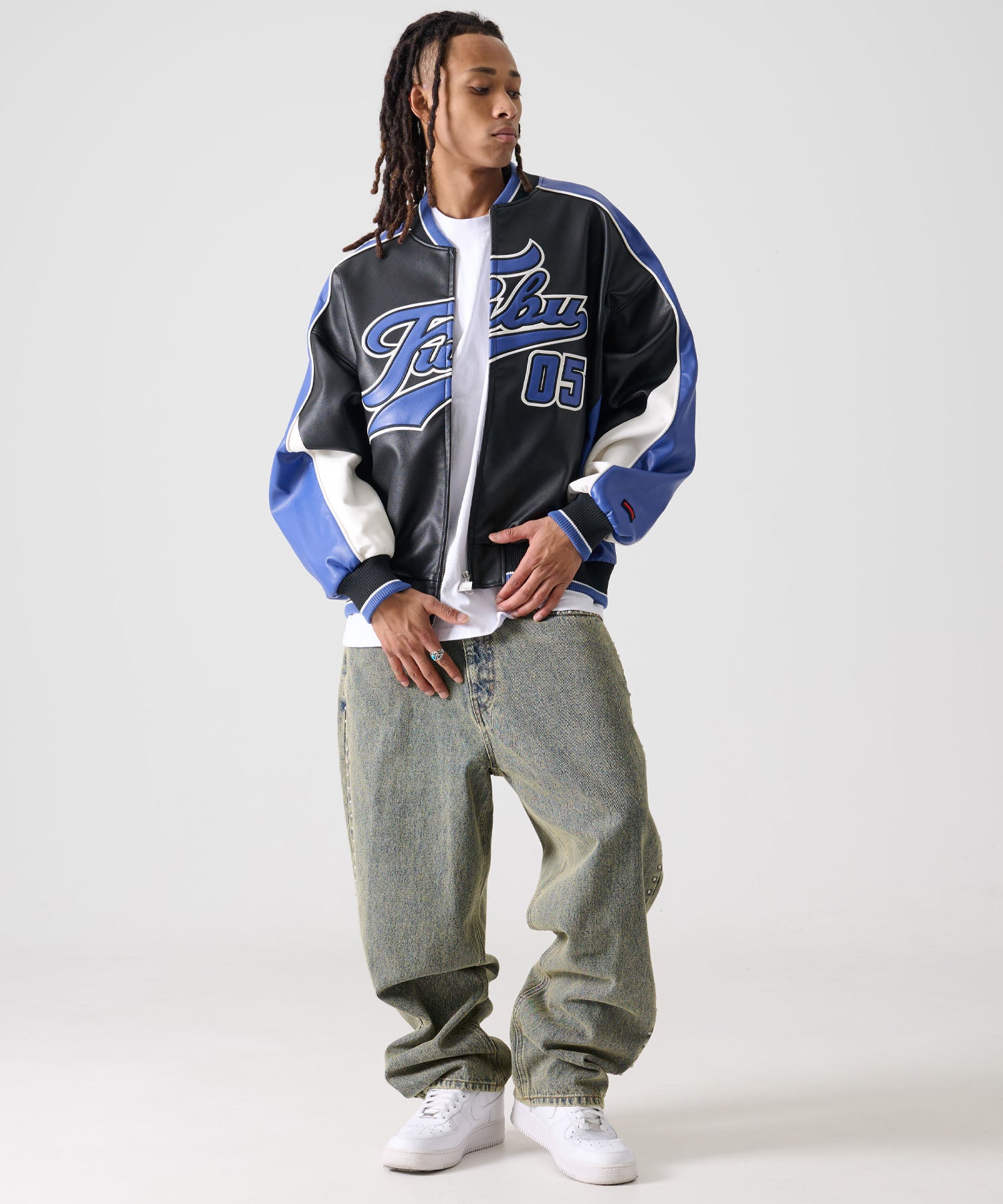 FUBU フブ フェイクレザー ゲームジャケット ジャンパー。FUBUは