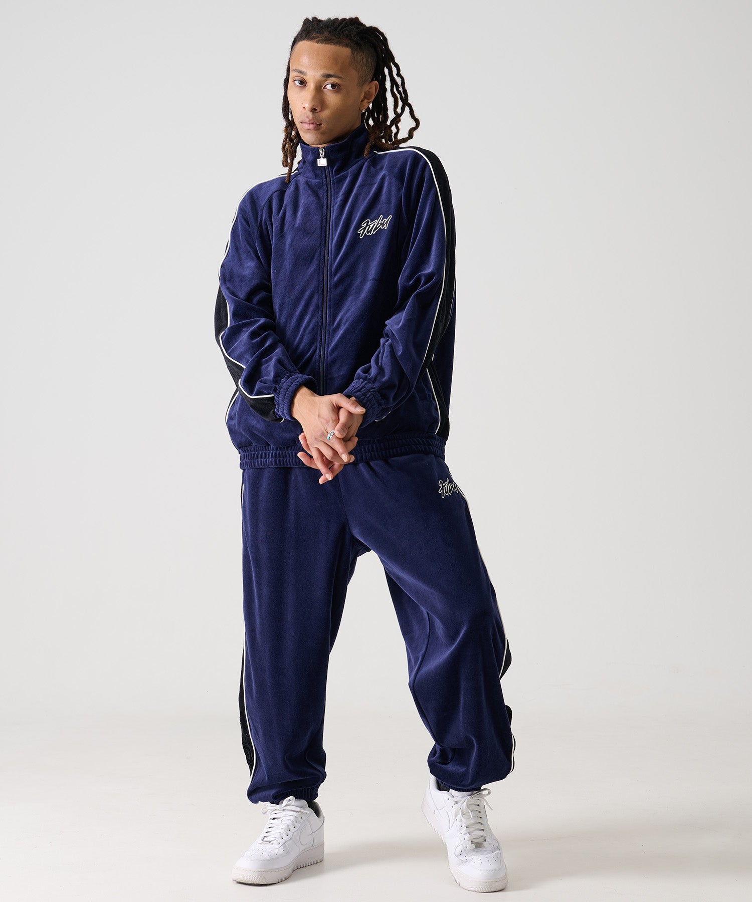 FUBU フブ 刺繍 フルジップ ベロア トラックジャケット ジャージ。FUBU