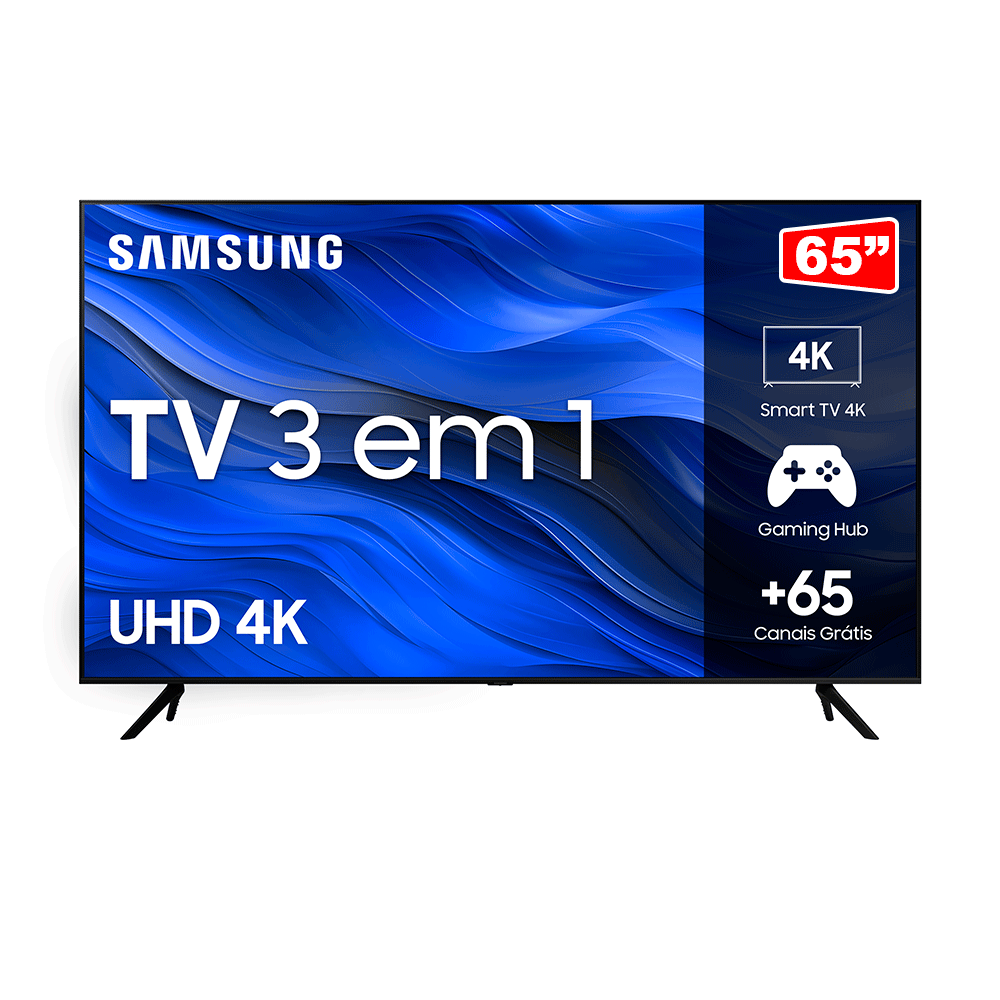 Samsung Smart TV 65” UHD 4K 65CU7700, Processador Crystal 4K