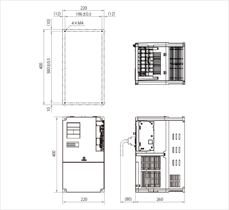 サーボアンプ外形図 | ALPHA7 | 富士電機