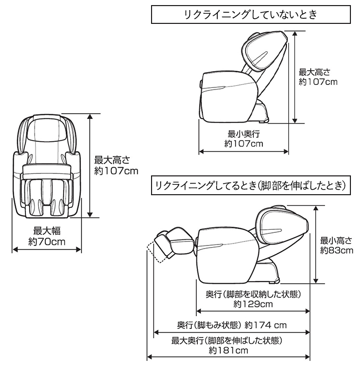 仕様｜マッサージチェアのパイオニア フジ医療器（1954年創業の美と