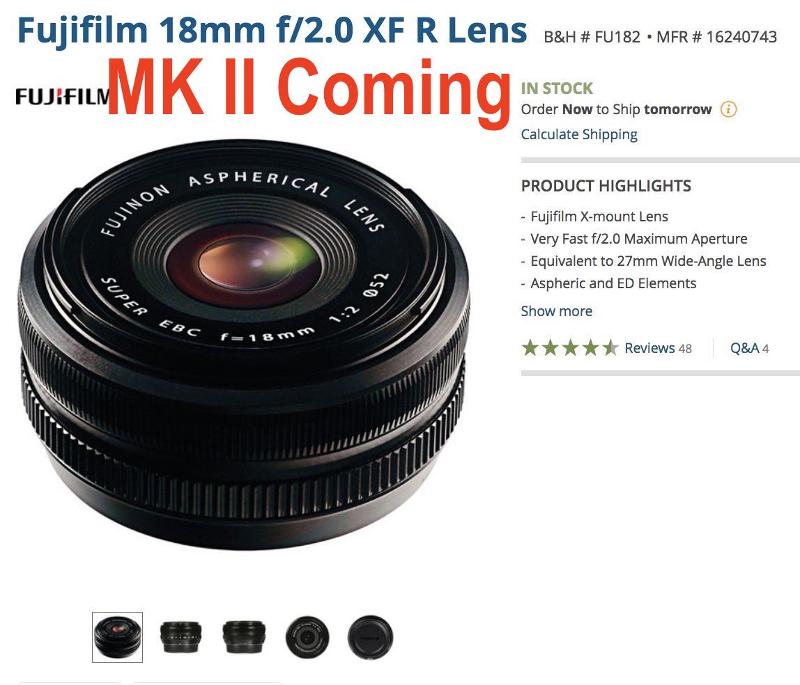 Fujifilm Plans to Make Fujinon XF 18mm F2 Mark II Lens