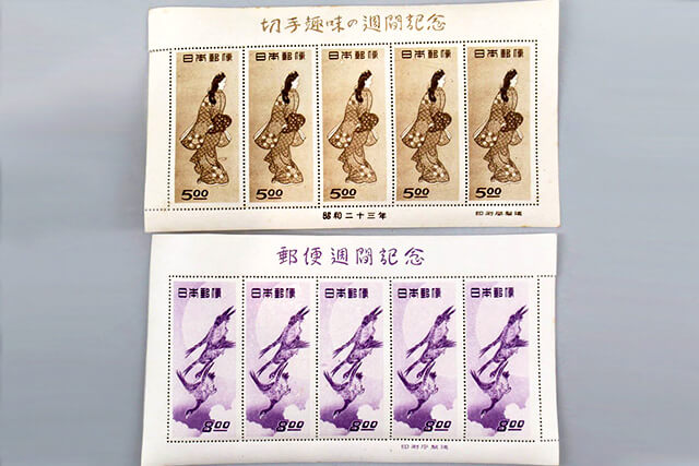 銭単位切手 切手趣味週間 月に雁シート 銭単位切手 郵便週間記念