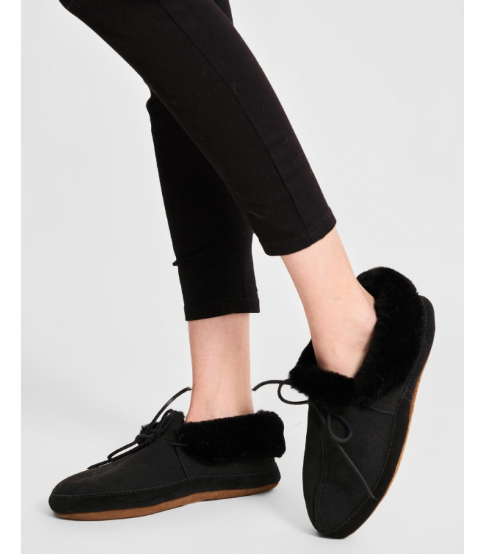 Wide Width Black Suede Moccasin Slipper | Men's Moccasins Slippers