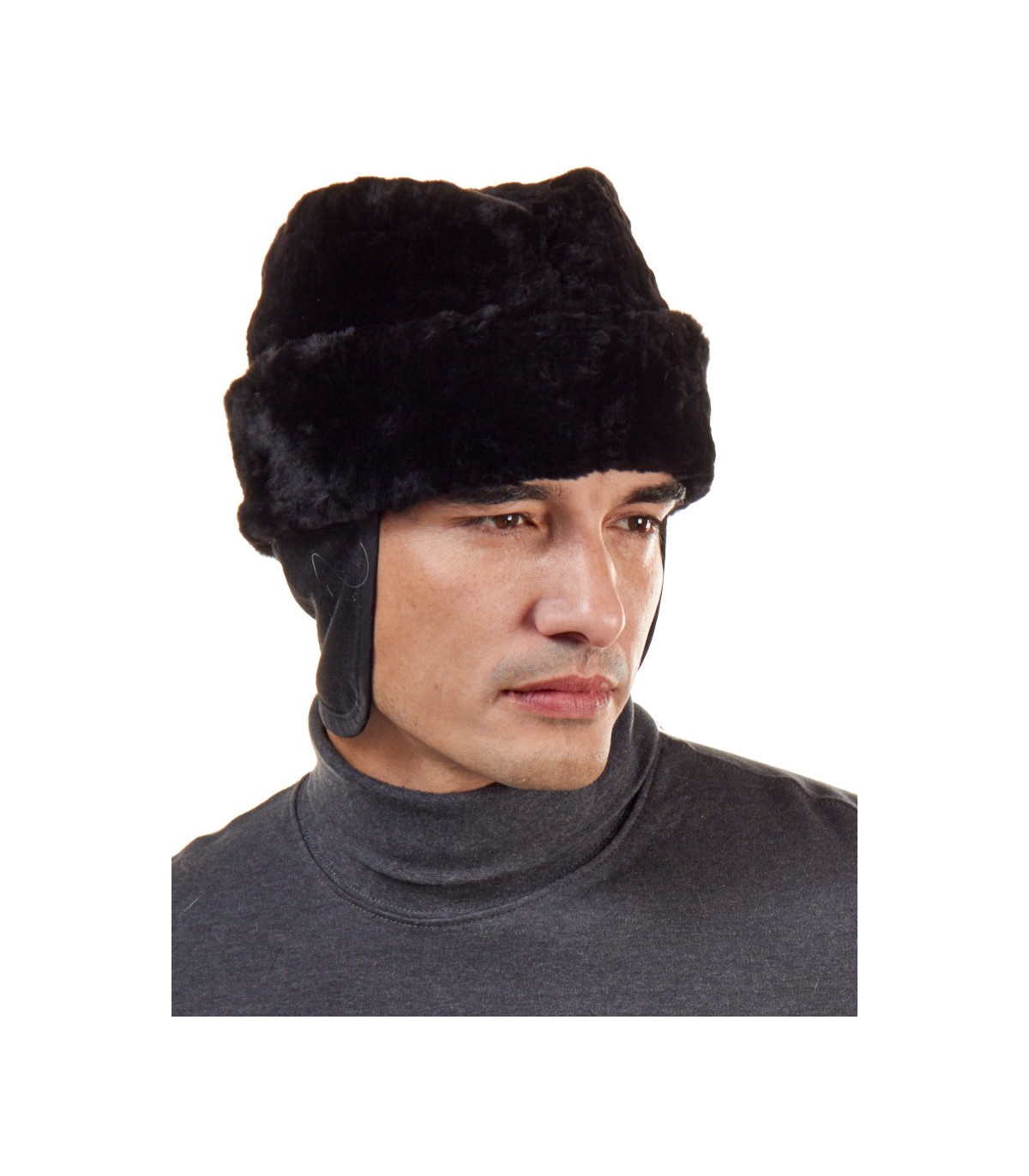 Black Sheared Beaver Russian Cossack Hat for Men: FurHatWorld.com