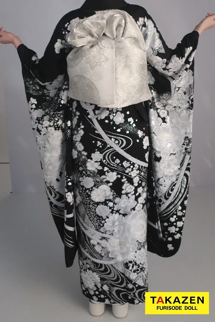 最新作高級古典 黒/白/シルバー 和柄 関芳 最高級金彩刺繍絞り友禅