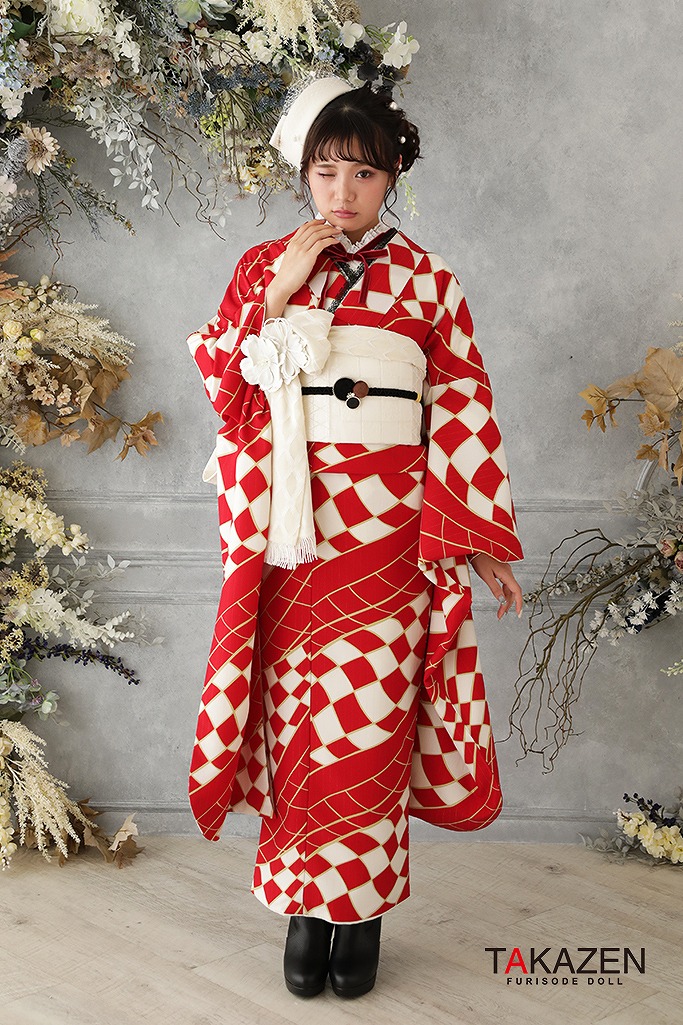 格安レトロポップ 赤/白/紅白 幾何学模様/チェック柄 10万円以下