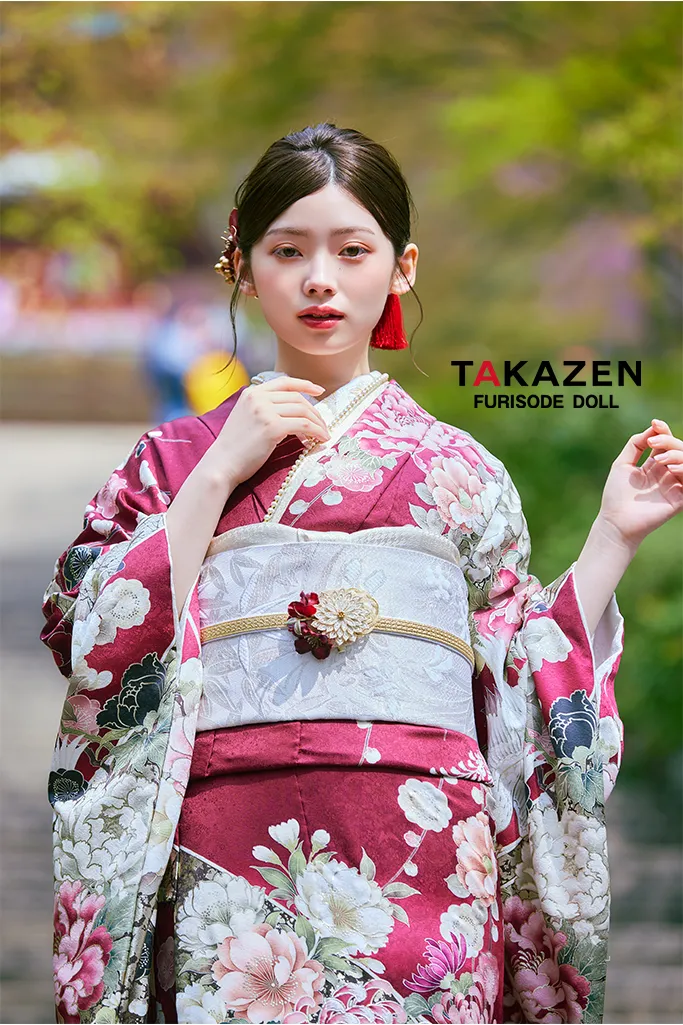 正統派古典 ワインレッド/エンジ 鶴柄/乱菊 大人っぽい 綺麗系 華やか