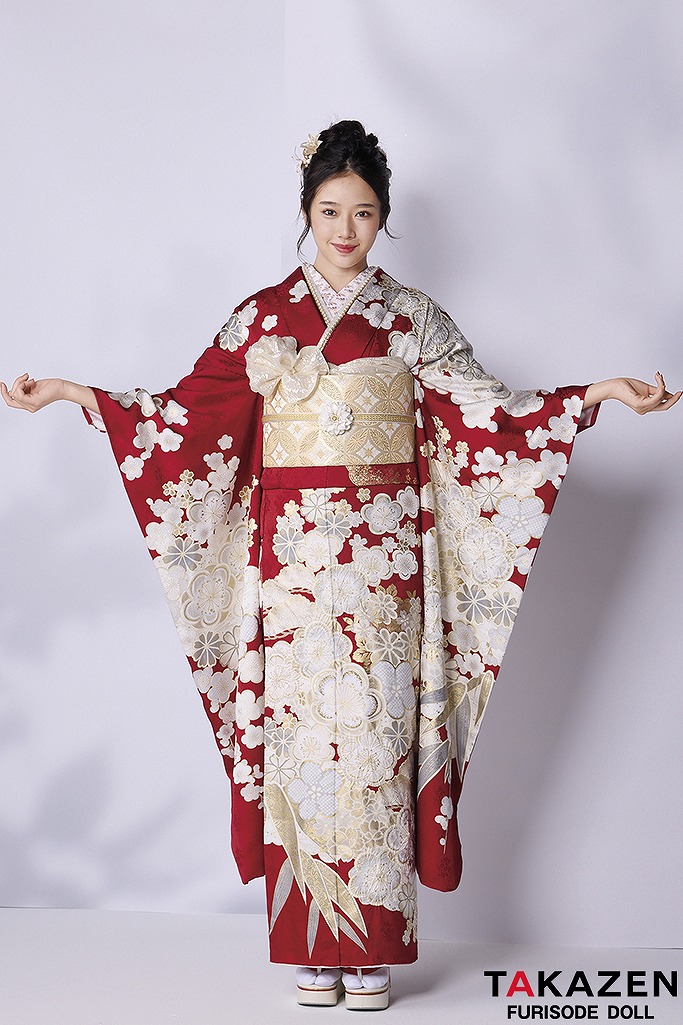 最高級古典柄振袖 関芳/最高級金彩刺繍絞り友禅 赤 おしとやか 上品