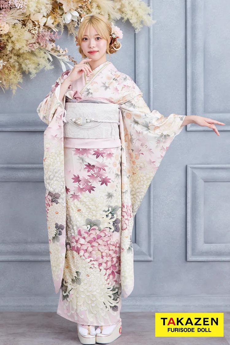 格安お得！華徒然×吉木千沙都ブランド振袖ネットレンタル ピンク/淡い