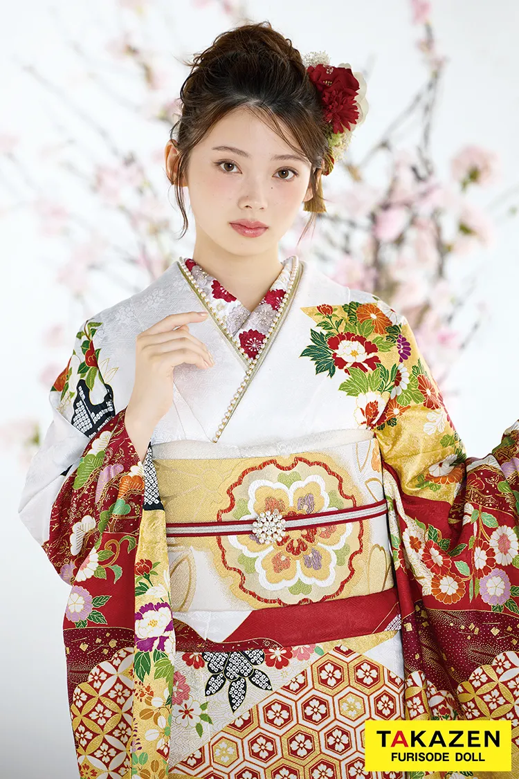 赤色の高級感溢れるプレミアム古典の成人式の振袖ネットレンタル