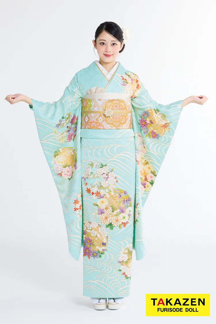 プレミアム古典 吉澤織物/最高級金彩手描友禅 水色 さわやか 綺麗 透明