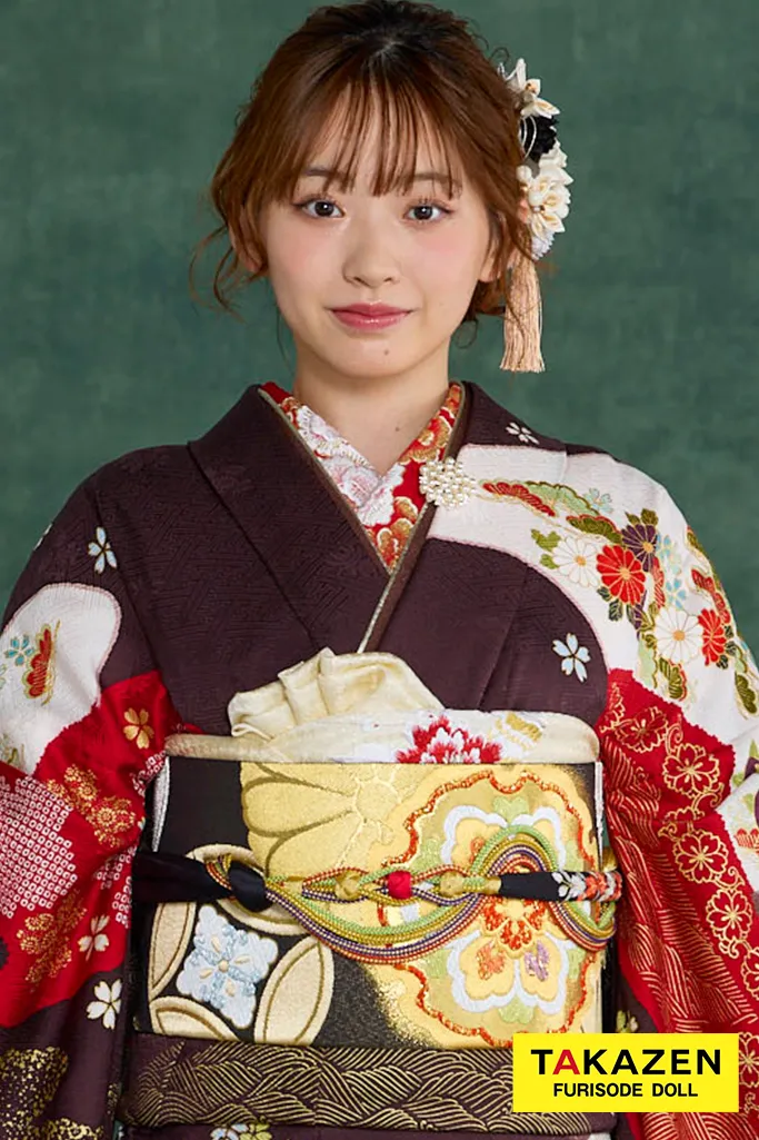 プレミアム古典 青柳/最高級金駒繍絞り手描友禅 茶色/ブラウン 柄