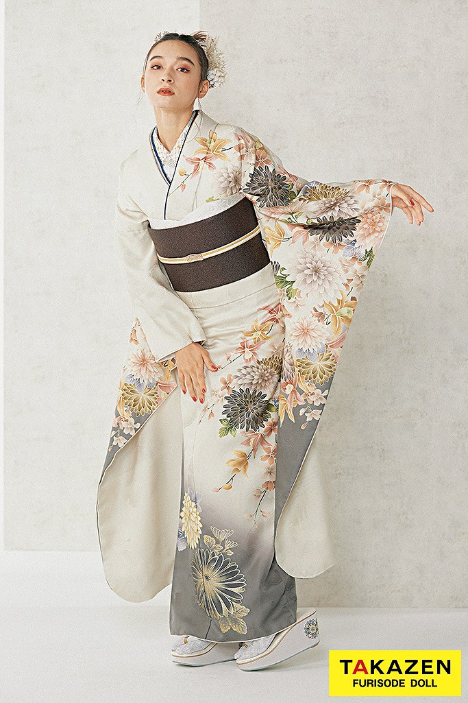 淡い色ヴィンテージ 白/グレー 和柄/グラデーション 大人っぽい 粋古典