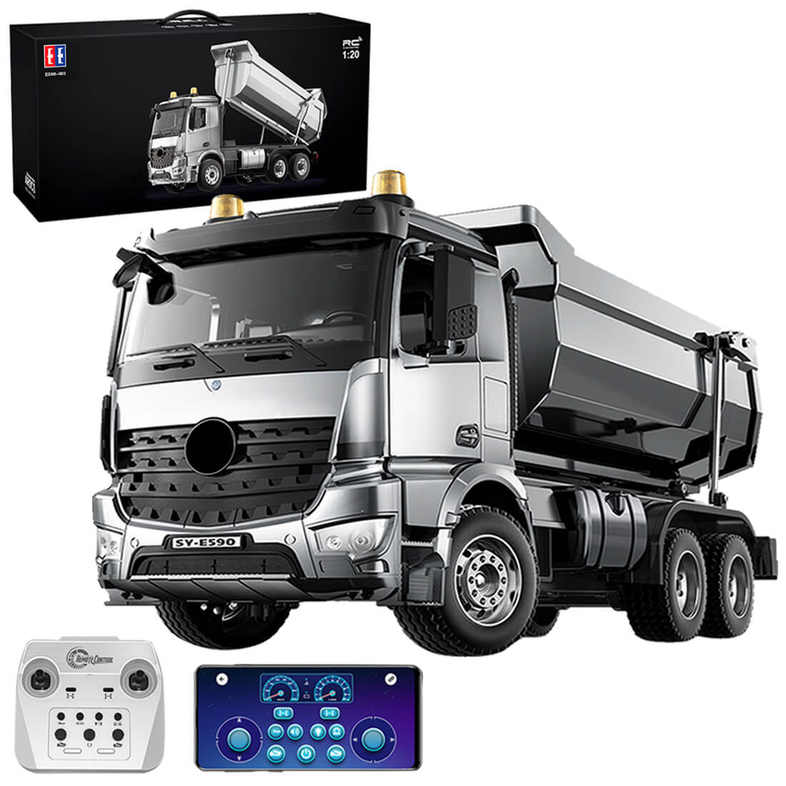 Double E E590 Mercedes-benz Arocs 1:20 Alloy Dump Truck Simulation