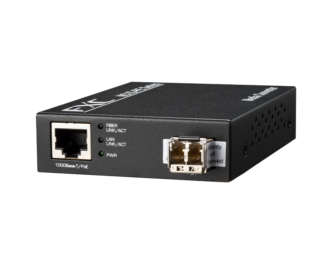 10/100/1000BASE-T to 1000BASE-SX/LX 対応メディアコンバータ (PoE