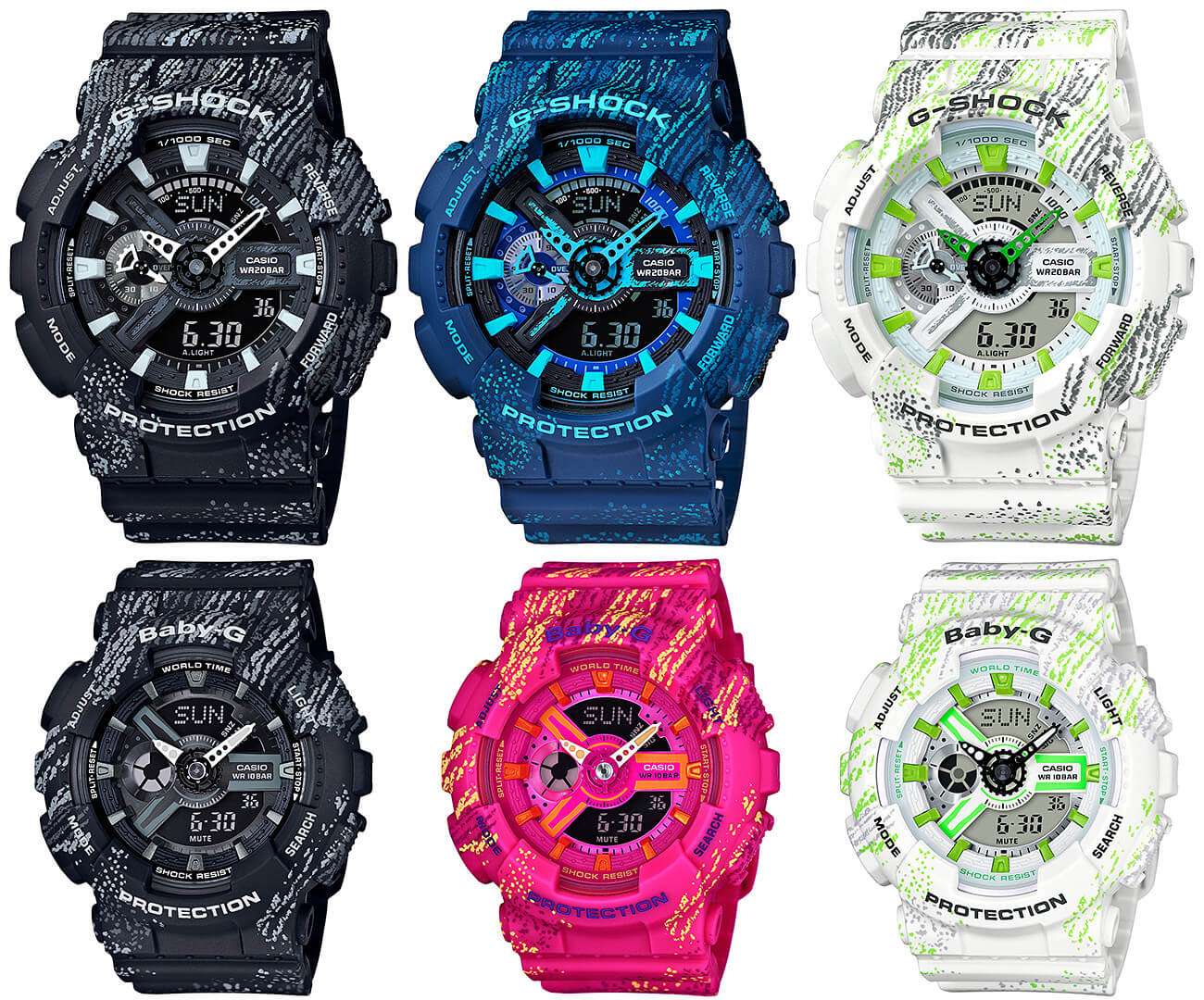 G-Shock GA-110TX and Baby-G BA-110TX Mist Texture Scratch Pattern