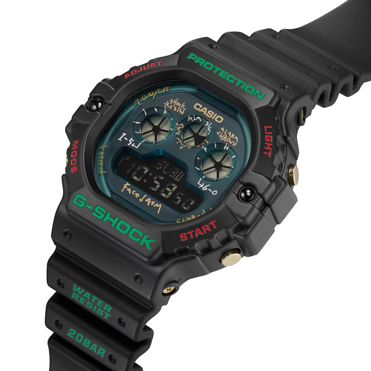 Facetasm x G-Shock DW-5900FA-1 with smoke blue face and
