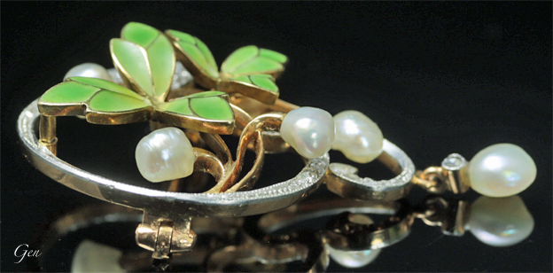 アールヌーボー プリカジュール・エナメル ブローチ アンティーク