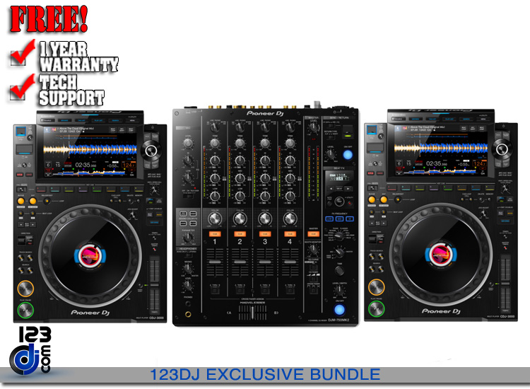 2) Pioneer DJ CDJ-3000, Pioneer DJ DJM-750MK2 Bundle