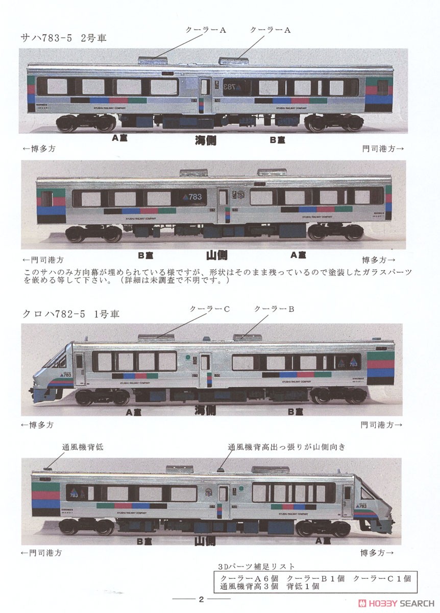 16番(HO) JR九州783系 (CM5編成) ペーパーキット (4両セット