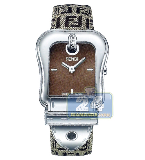 F370122F Fendi B. Fendi Brown Dial Zucchino Strap Womens Watch