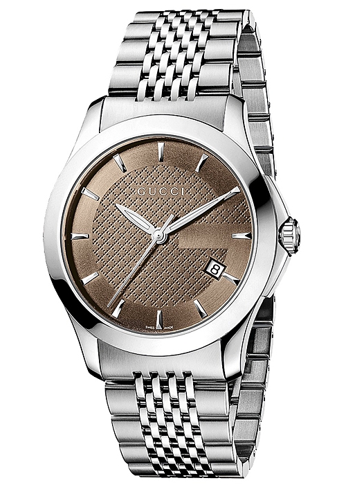 Gucci G-Timeless Steel Brown Mens Watch YA126406