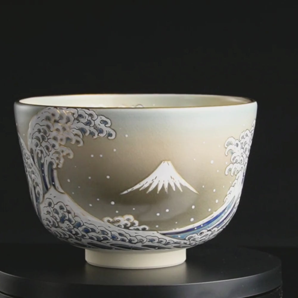 京都 清水焼】抹茶碗 浪裏に富士 善昇｜コトポッター