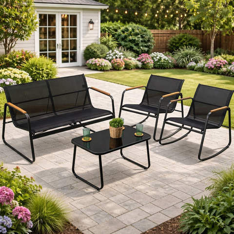 Kozyard 4-Piece Outdoor Patio Furniture Set with Textilene Chairs