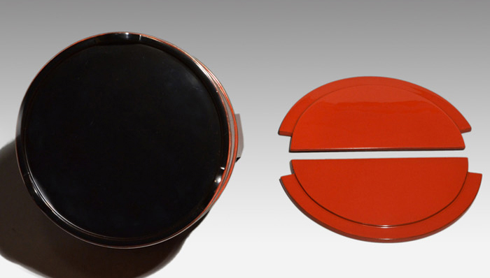 輪島塗 朱手桶水指 銀タガ入り 塗師 景平(作) 共箱 | 古美術ささき