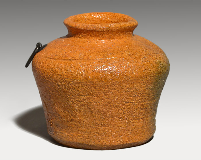 九代 大樋長左衛門(作) 踞(うずくまる)花生 掛花入 共箱 | 古美術ささき