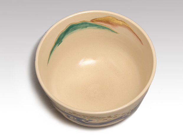 永楽善五郎(即全)造 仁清写「川」 色絵金銀彩茶碗 共箱 | 古美術ささき