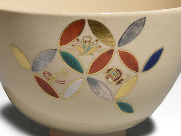 茶道具 仁清写 色絵茶碗 裏千家十四代淡々斎極め箱 V R5214 茶道具