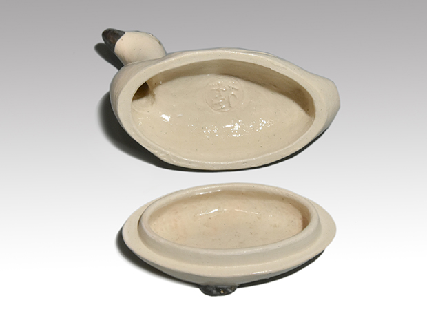 十代 大樋長左衛門（作) 白釉 白雁 香合 共箱 | 古美術ささき