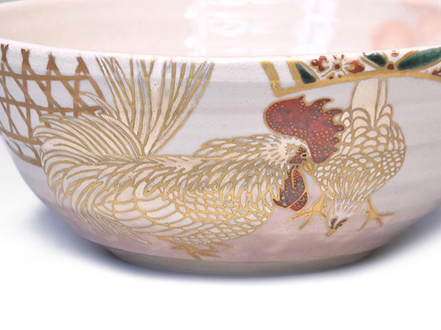 御本着彩鶏鉢 五代 清水六兵衛（作） 共箱 | 古美術ささき