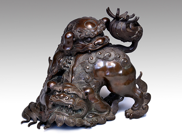 獅子赤香炉、楽家十二代弘入造、サイズ、約、高10センチ.横19センチ