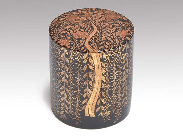 桜柳蒔絵 中次 棗 豊平良彦（作） 共箱 御物袋付 | 古美術ささき