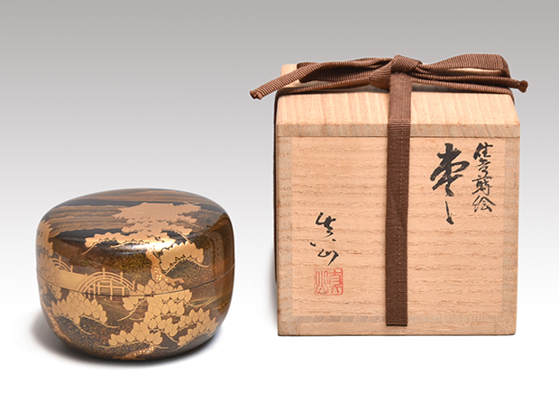 住吉蒔絵 内梨地 棗 輪島塗 曽又真山(作) 共箱 | 古美術ささき