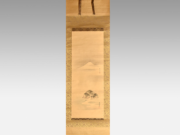 狩野伊川院 「富士山」 狩野晴川院 「江の島」 合作 絹本縦幅 | 古美術