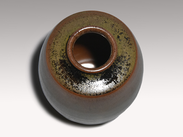 丹波焼 肩衝茶入 市野信水(作) 象牙蓋 仕服 共箱 | 古美術ささき