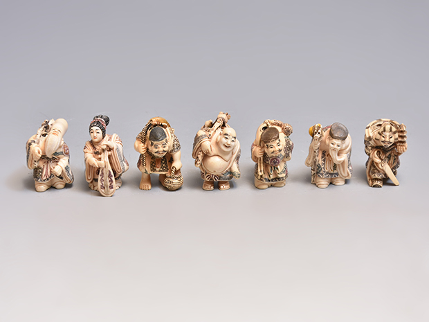 象牙製 七福神根付 銘有 | 古美術ささき