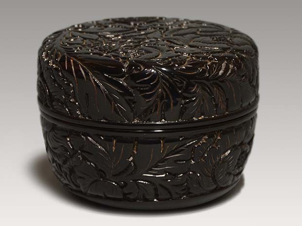 堆黒平棗 村上堆朱 彫師 渡辺明泉 塗師 三野原晄一 共箱 | 古美術ささき