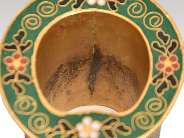 有線七宝竹形蓋置 花鳥文 | 古美術ささき