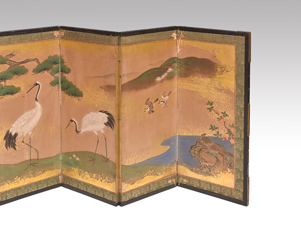 雛屏風 松竹梅に花鳥画 江戸中期 六曲一双 | 古美術ささき